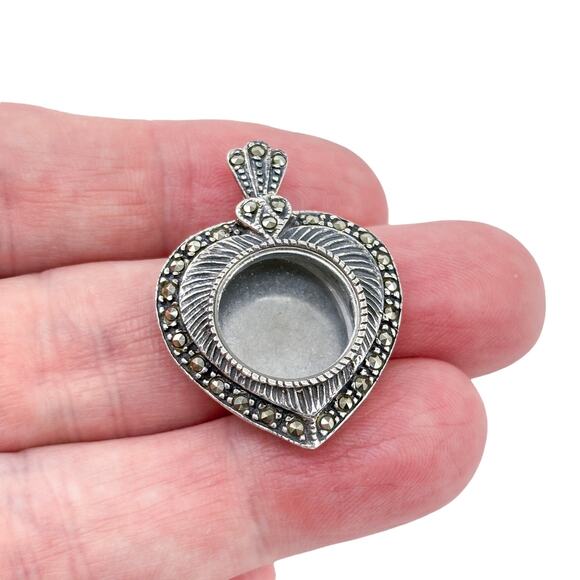 Heart Frame Watch Pendant Case | Ornate | Vintage Sterling Silver 925 - Picture 1 of 8